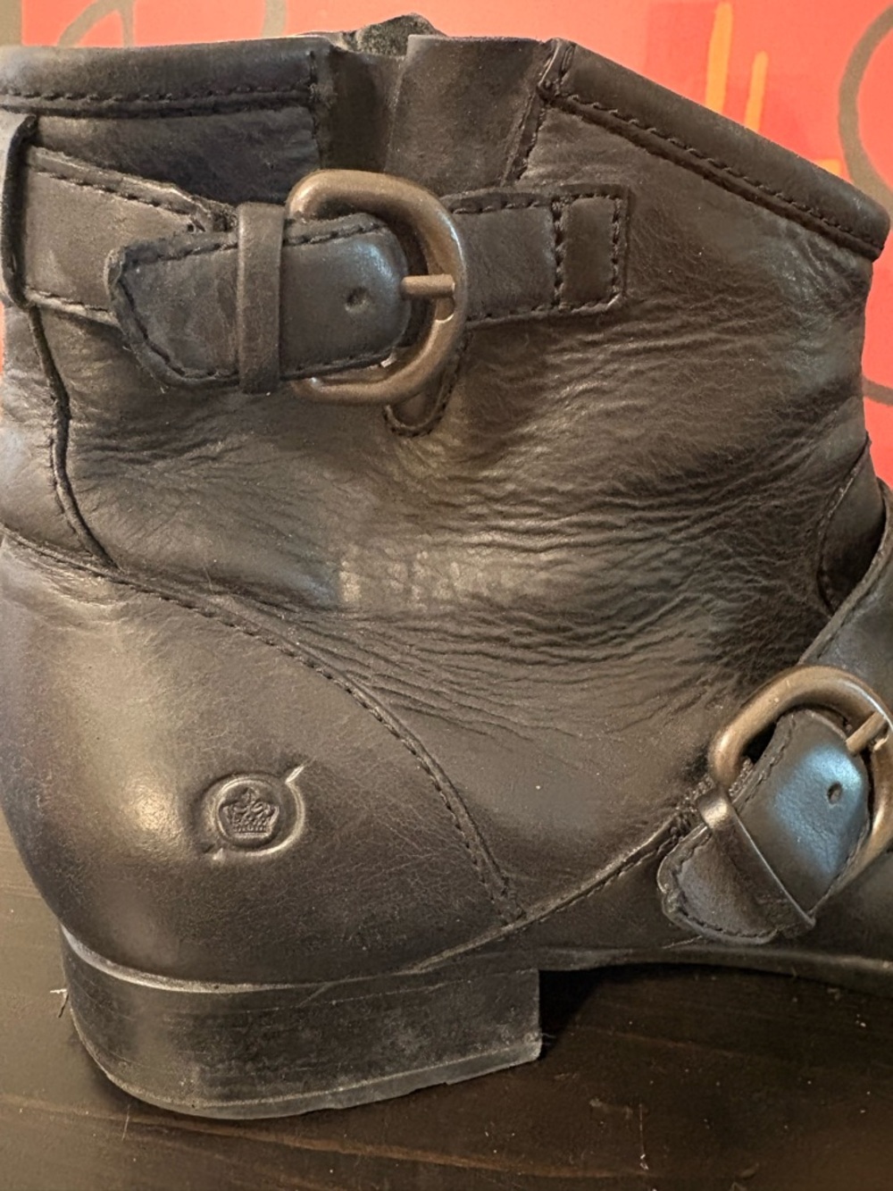 Born Black Leather Ankle Boots with Buckles